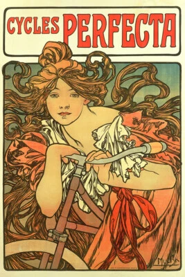 Arte de pared clásico de ciclismo Alphonse Mucha Cycles Perfecta de 1890 - PÓSTER 20"x30" Foto 1 de 3