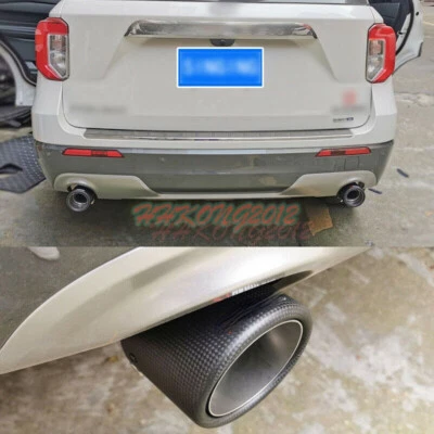 Punta de extremo de silenciador de tubo de escape de coche de fibra de carbono para Ford Explorer 2020-2022 Foto 1 de 4