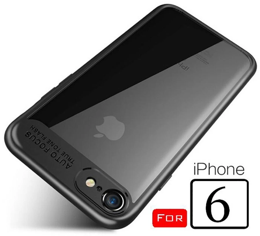 Cover Custodia per Iphone 6 Bumper Trasparente Copertura Rigida Antiurto Nera - Immagine 1 di 4