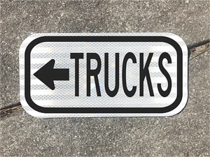 TRUCKS road sign - 12"x6" DOT style semi monster pickup highway route lf - Picture 1 of 3