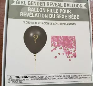 36" GIRL Gender Reveal Balloon Kit Black ? Confetti - Picture 1 of 2