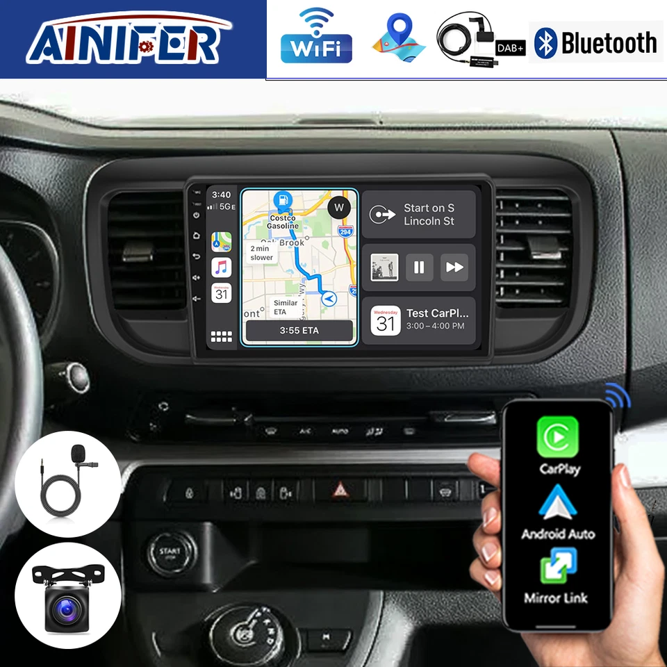 DAB+ CarPlay Android 13 Autoradio für Toyota Proace Citroën Jumpy Peugeot Expert - Bild 1 von 4