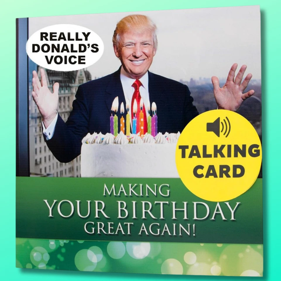 Tarjeta de cumpleaños Talking Trump con voz real de Trump - tarjetas de cumpleaños de Trump para... Foto 1 de 4