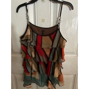 Lapis Women's Multicolor Sleeveless Ruffle Spaghetti Strap Camisole Top M - Picture 1 of 5