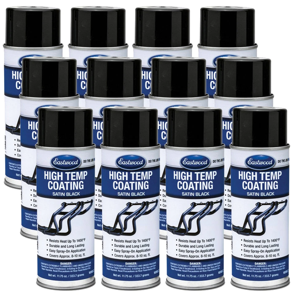Paquete de 12 pinturas de revestimiento de colector de escape Eastwood de alta temperatura negro satinado Foto 1 de 1