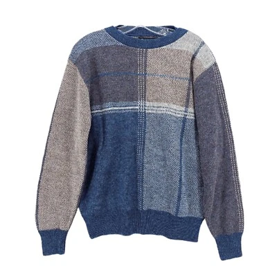 Suéter JANTZEN Vintage Azul Marrom Colorblock Excelente Estado Usado Lã Salara Acrílico MÉDIO - Imagem 1 de 4