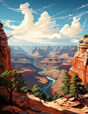 Impresión artística giclée del Parque Nacional del Gran Cañón Río Colorado Arizona Utah 8,5X11 Foto 1 de 2