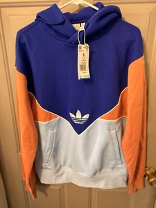 NWT Mens Small Adidas Hoodie Blue Orange Original Sweatshirt - Picture 1 of 6