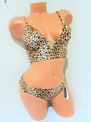 Victoria Secret V-Hardware LEOPARD Bralette Brazilian BIKINI SWIM SUIT S M SET - Image 1 of 4