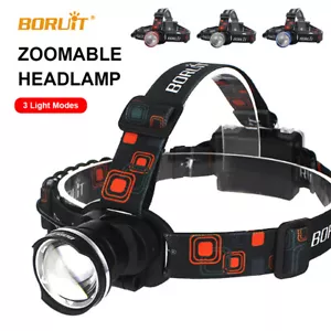 BROUIT 1200000LM Waterproof Head Torch Headlight LED Zoom Headlamp Work Light AU - Picture 1 of 15