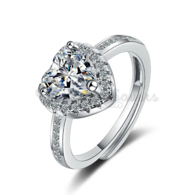Adjustable Open 18K White Gold Plated Cubic Zirconia Promise Engagement Ring - Image 1 of 4