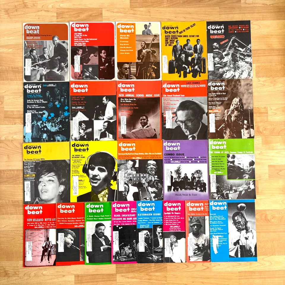 Vintage 1960s Down Beat Jazz Music 23 Magazine Lot w/ Ray Brown Mailing Labels! Foto 1 de 4