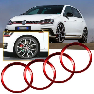 RED Wheel Center Cap Hub Rings Decor For Volkswagen Beetle GTI Golf Jetta etc - Image 1 of 4