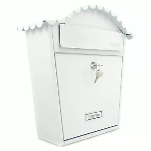 Buzón de correo clásico blanco de acero con cerradura para exterior montaje en pared buzón de correo - MB01W - Imagen 1 de 1