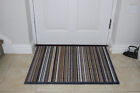 Ocean Mats 64X83cm (Natural And Grey Stripe Nylon) Machine Washable Doormat