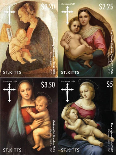 SAN GATITOS 2014 - ARTE NAVIDEÑO DE RAFAEL - JUEGO DE 4 SELLOS - MNH Foto 1 de 1