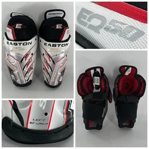 Easton Synergy EQ50 Hockey Shin Guards White Red Black Junior 10” YGI A5-1 - Picture 1 of 10