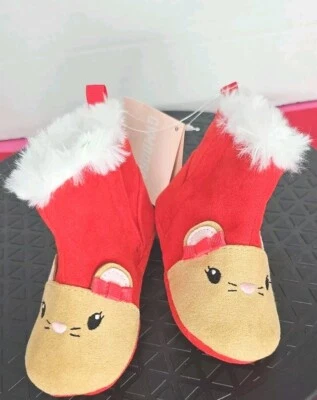 2016 Gymboree Nieve Acogedor Acebo Rojo Ratón Bebé Zapatos Zapatillas Talla 04 Nuevo con Etiquetas  Foto 1 de 4