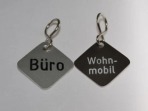 Schlüsselanhänger,Textmarken Aluminium mit S-Haken.Gratis Gravur - Bild 1 von 3