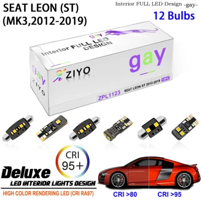 12pc LED Interior Light Upgrade for Seat Leon ST MK3 2012-2019 White Light Bulbs - Image 1 of 4