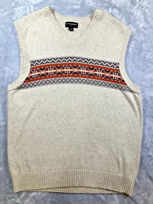 Chaleco Suéter BANANA REPUBLIC Mezcla de Lana Para Hombre Sin Mangas Avena Fair Isle Talla L Foto 1 de 4