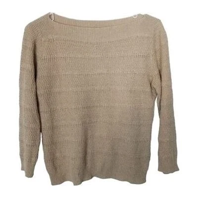 Suéter Lauren Ralph Lauren Lino Algodón Suéter Cuello Barco Suéter PM Tostado  Foto 1 de 4