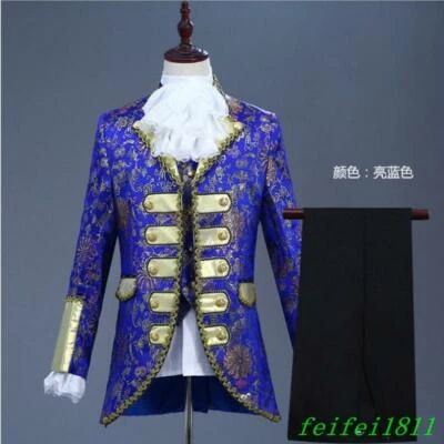 Retro Para hombres Rey Príncipe Cosplay Traje Conjunto Halloween Disfraz Abrigo Chaleco Pantalón 3 PIEZAS Foto 1 de 4