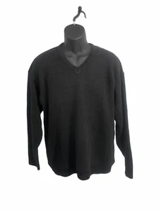 Zanella Italy Medium Mens Pullover Black V Neck Ribbed Wool Blend Sweater - Picture 1 of 9
