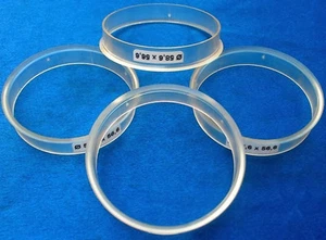 4 x Centre Rings 58.6mm 56.6mm For Alloy Wheels Black Grey Natural 1067 - Picture 1 of 3