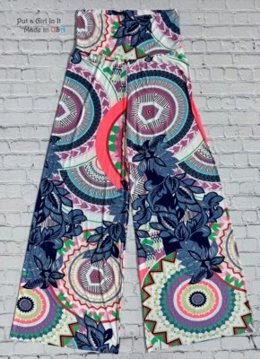 USA New JUp PLUS SIZE Womens HIGH WAIST MEDALLION BOHO PALAZZO PANTS 1X 2X 3X - Image 1 of 3