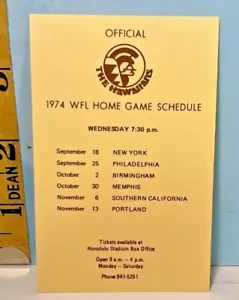 1974 The Hawaiians World Football League Schedule EX - Picture 1 of 2