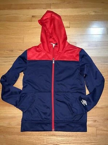 Umbro Hooded Boys Sweatshirt Zip Front 12 -14 Yrs Medium Youth Red Navy - Picture 1 of 7