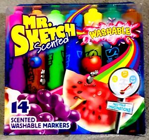 Mr. Sketch 14 ct.Washable Scented Markers -Assorted Colors- Chisel Tips-NEW