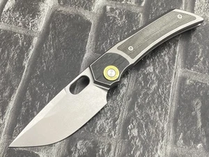 TwoSun Folding Knife M390 Titanium/Micarta/CF Handle Camping Knife TS142-M390 - Picture 1 of 11