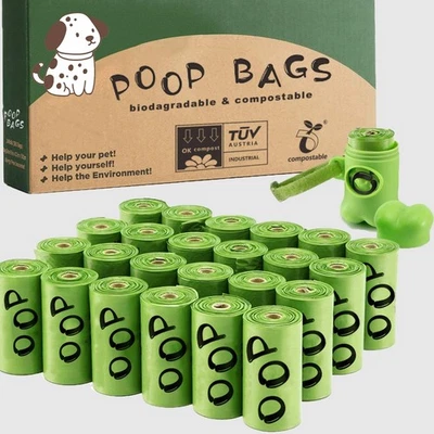 Bolsas N para mascotas bolsas para caca de perro, bolsas de residuos de perros, rollos de recarga biodegradables sin perfume Foto 1 de 4