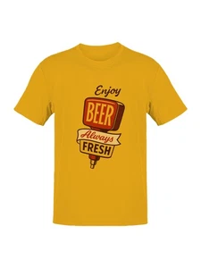 Enjoy Beer Always Fresh Design Men's T-shirt - Picture 1 of 6