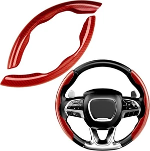 Carbon Fiber Steering Wheel Cover Universal Non-Slip Protector Dark Red - Picture 1 of 6