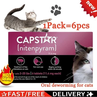 Capstar Nitenpyram 11.4mg - 6Tablets- For Cats 2-25 LBS 2027