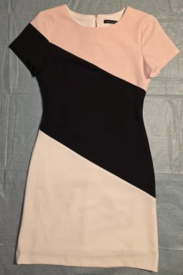 Vestido Tommy Hilfiger Negro Rosa Blanco Rayas Hasta la Rodilla Talla 2 Foto 1 de 4