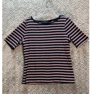 Tommy Hilfiger Womens Striped Top T Shirt Red White Blue Size L - Picture 1 of 6
