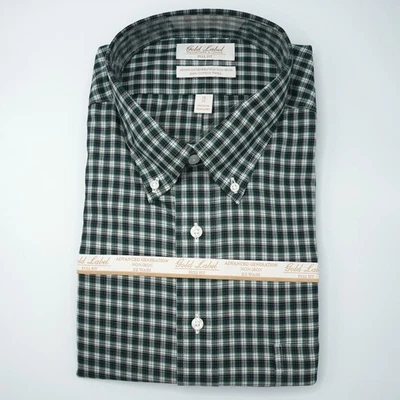 Roundtree Yorke Gold Label Shirt 18-33 FULL FIT Green Black Plaid Non-Iron NWT - Image 1 of 4