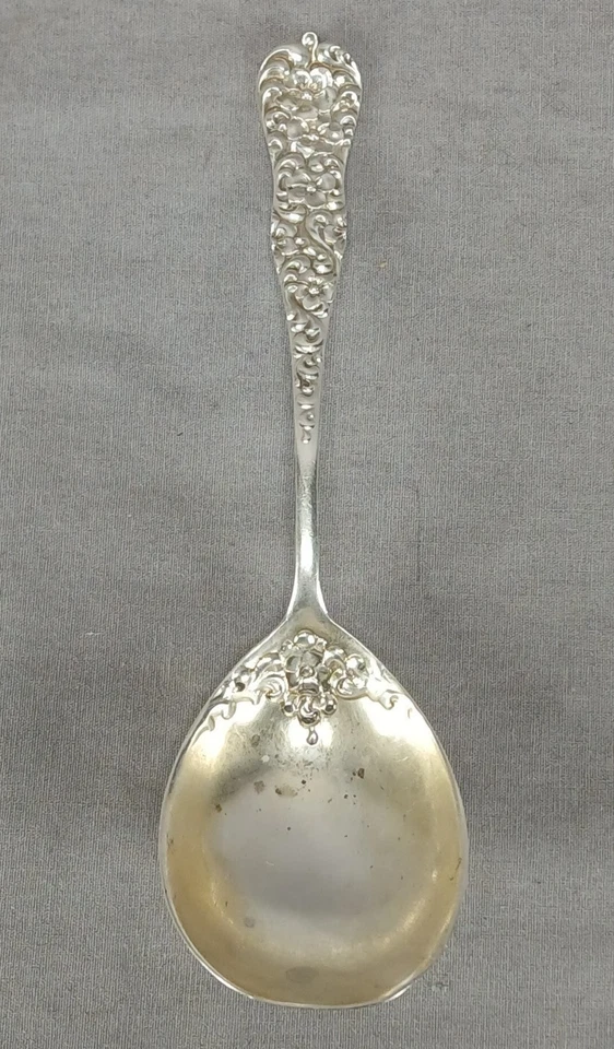 Dominick & Haff Rococo Pattern Gold Washed Sterling Silver 7 3/8 Serving Spoon - Image 1 of 4