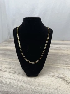 925 Sterling Silver Figaro Chain Necklace for Men 14K Gold Plated 4.5mm 23” 12g - Picture 1 of 6
