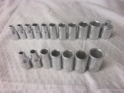 Vintage 18-Piece Craftsman 1/4" Metric & SAE 6-Point Socket Set w/ 3/8" Adapter - Image 1 of 4