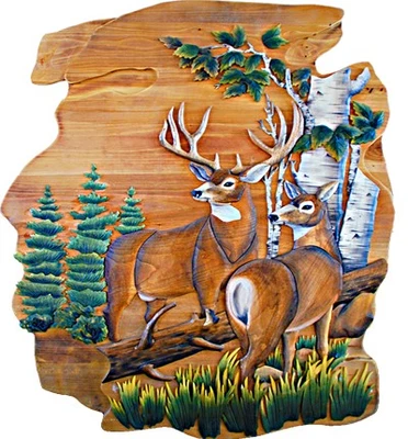 Arte de pared Zeckos Deer in Woods - 28" x 36" Foto 1 de 3