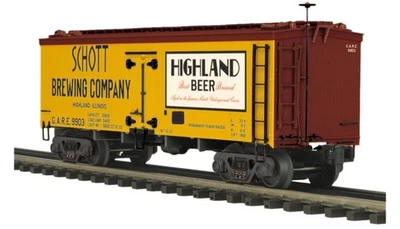 MTH 20-94363 Schott Brewing Co 36' Woodsided Reefer Car Set of 2 #9903 #9908 NIB - Image 1 of 4