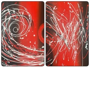 Black White Red Abstract Wall Art Decor Modern Wall Art Canvas Pictures Set 2 - Picture 1 of 10