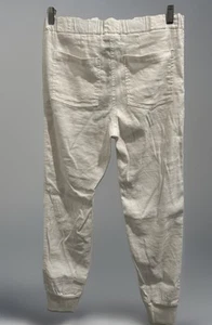 Monrow Woven Linen Blend Jogger Pants White W/ Pockets NWT Made In USA Size S - Picture 1 of 10