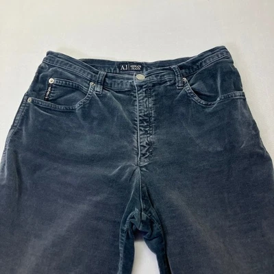 Pantalones de mezclilla vintage de los 90 Armani de terciopelo con 5 bolsillos logotipo de metal para hombre talla 28 azul gris Foto 1 de 4
