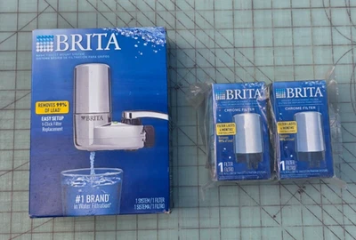 Brita Brand Basic Faucet Mount 3 Filters 1 System Chrome New In Box - Image 1 of 4